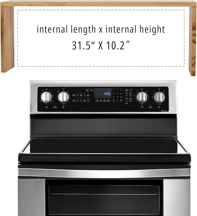 SwallowLiving Stove Shelf for Back of Stove, Solid Wood Over the Stove Shelf, Space-Saving Above Stove Spice Rack, Stove Top Shelf for Kitchen Organization, Natural