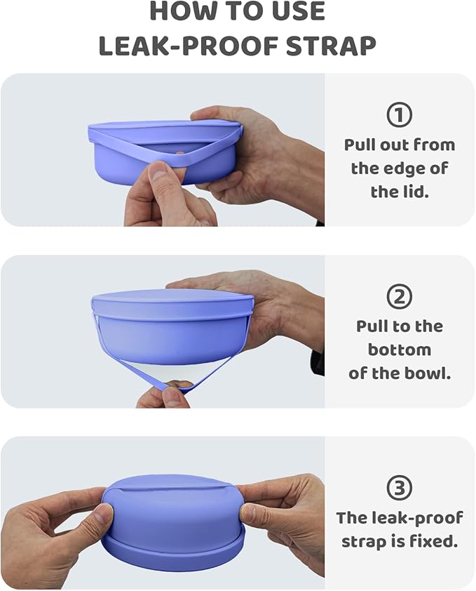 Silicone Food Storage Containers Bowl, Set of 3 Reusable Silicone Bento Lunch Box Containers with Lids (17oz, 25oz, 42oz) Dishwasher, Microwave and Freezer Safe (Indigo)