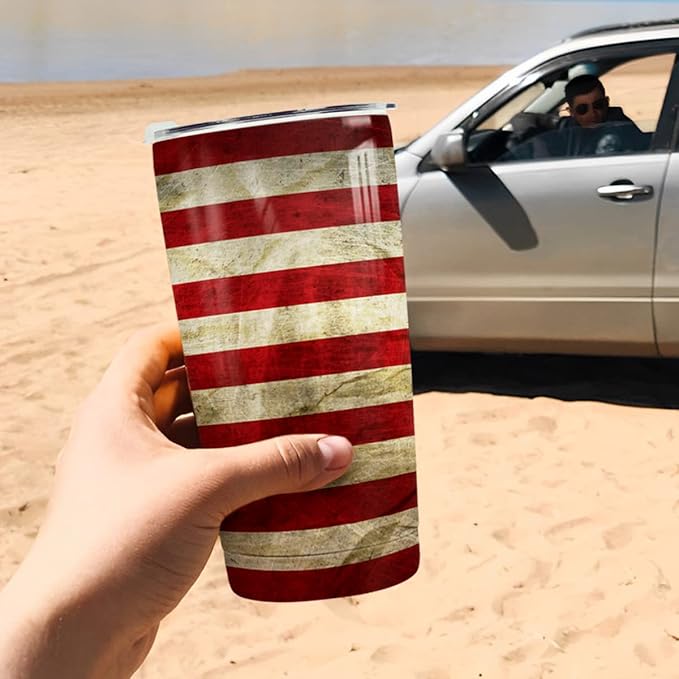 winorax American Flag Tumbler 20oz Stainless Steel Insulated Tumblers 4th Of July Cups With Lids Coffee Travel Mug Cup For Men Boys Dad Grandpa Fathers Day