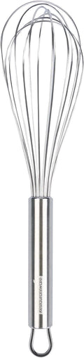 Restaurantware 11 in Stainless Steel Wire Whisk - German Standard Kitchen Balloon Whisk with Ergonomic Handle, Dishwasher Safe - Durable French Whisk for Cooking, Mixing Thick Batter and Sauce