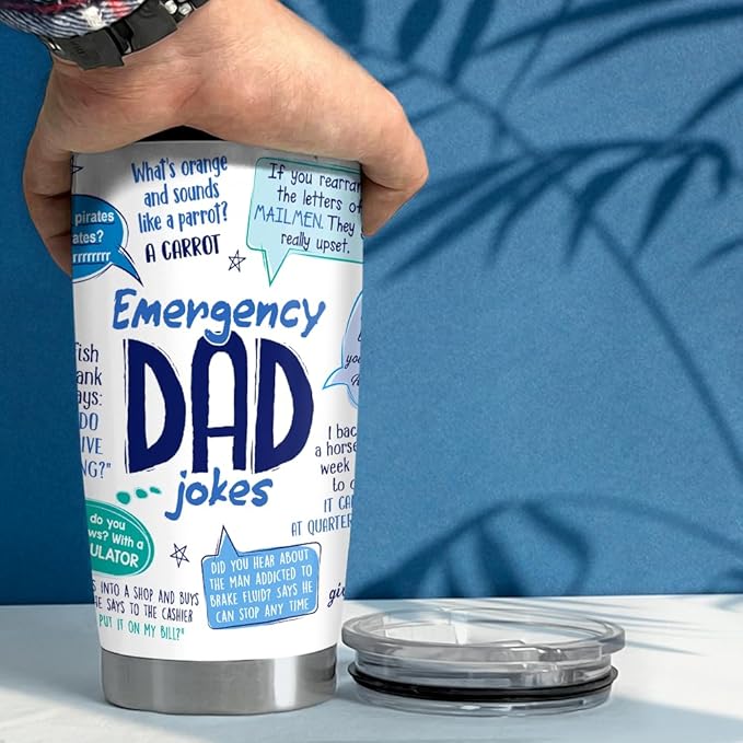 SANDJEST Tumbler For Dad 20oz Dad Jokes Stainless Steel Insulated Tumblers Coffee Travel Mug Funny Cup Gift for Dads Father Papa Birthday Christmas