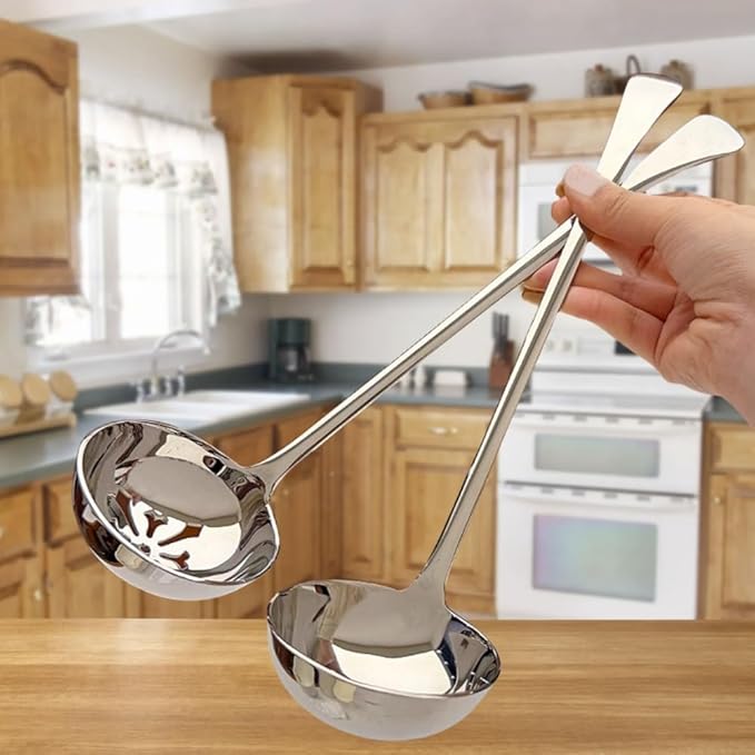 Soup Gravy Ladle,18/10 Stainless Steel Cooking Serving Ladle,great for Soups,Gravy,11.4-Inch 1Pack