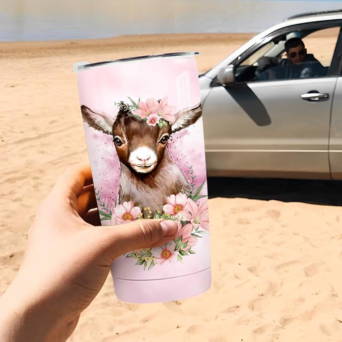 winorax Goat Tumbler 20oz Just A Girl Who Loves Goats Tumblers Stainless Steel Insulated Coffee Cup with Lid Gift For Women Girls Birthday Christmas Presents Stuff