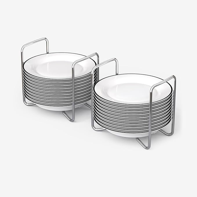 Adjustable Bamboo Dish Drying Rack - Stainless Steel 304 Dish Rack for Kitchen | Counter Home Essentials for Efficient Dish Organization and Drying (White, 2*Small)