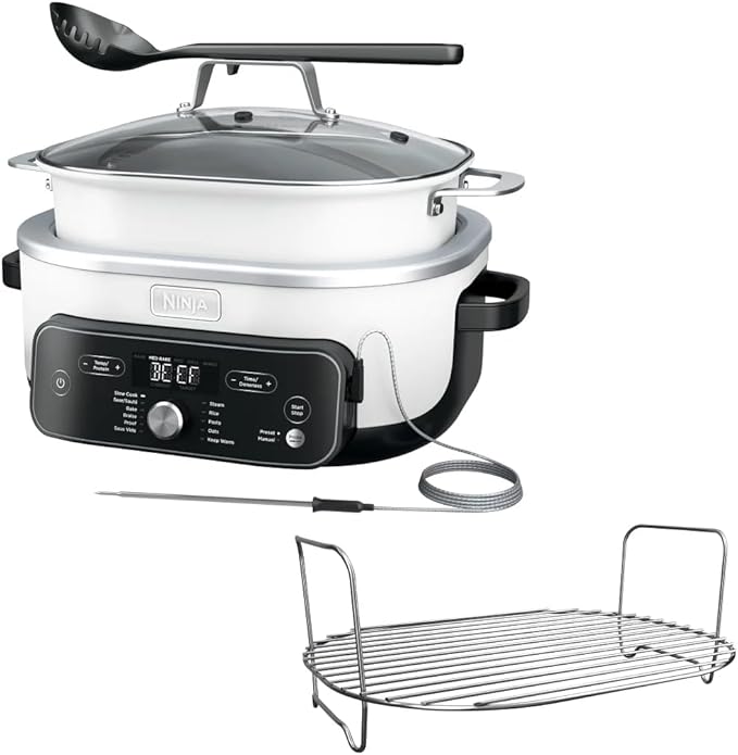 Ninja Premium 8.5 Quart Multi-Cooker Kit with Smart Thermometer, High-Power Electric Dutch Oven and Steamer Edition for Family Meals