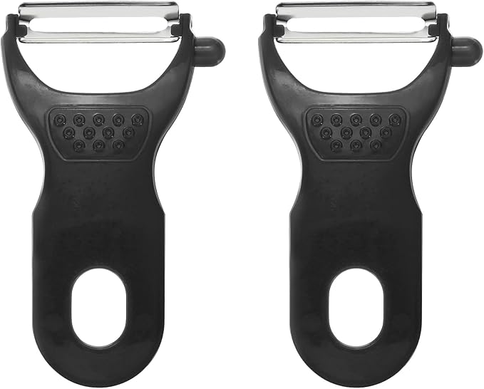 uxcell 2pcs Vegetable Peeler Set, 4.5 Inch Stainless Steel Potato Peeler for Apple Fruits Carrot Black