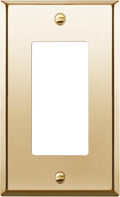 ENERLITES Decorator Switch or Outlet Metal Wall Plate, Stainless Steel Outlet Cover, Corrosion Resistant, Size 1-Gang 4.50" x 2.76", Stainless Steel 201, 7731-PB, Polished Brass, Gold
