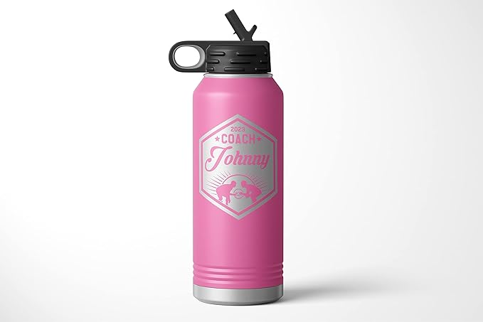 Wrestling Coach gifts, Tumbler, Coach tumbler, Wrestling gifts, Coach Beer glass, Coach gift, Coach gifts, Wrestling Coach (Wrestling Hexagon, Pink, 32oz Water Bottle)
