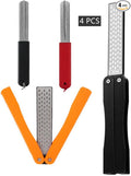 400/600 Grit Portable Handheld Double Sided Sharpener Pocket Diamond Knife Sharpening Stone, Portable Fish Hook File Fishing Hook Sharpener,Dart Sharpener for Steel Tip(4pcs)