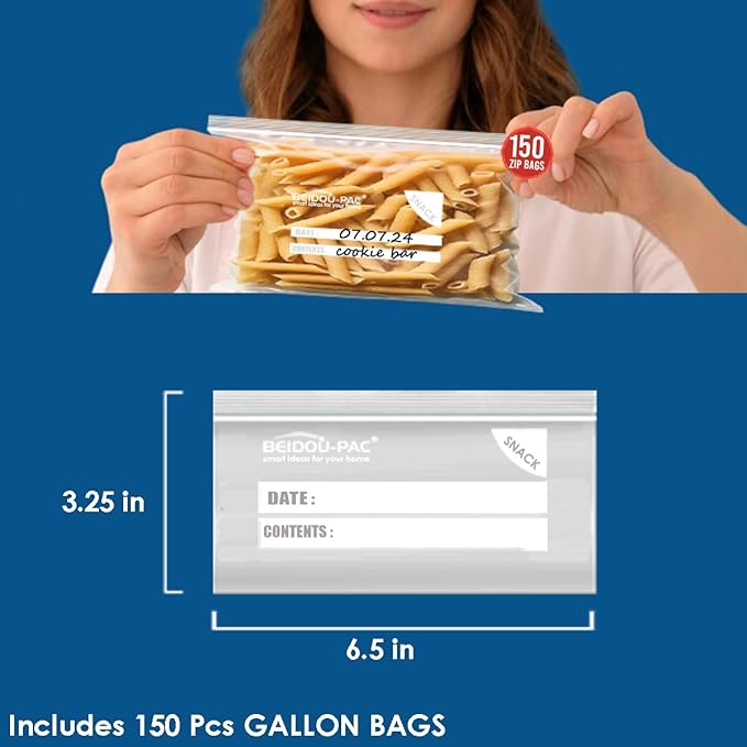 Snack Storage Zip Bags for Food On the Go, 1000 Count, Freshness Easy Open Reclosable Clear Plastic Bags