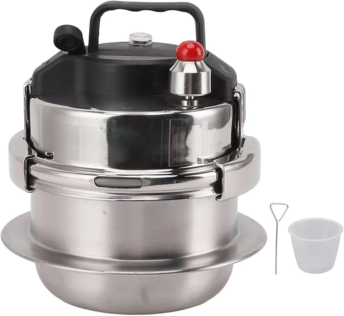 Stainless Steel Pressure Cooker 0.8L High Pressure Stew Quick Cooking for Gas Induction Suitable Outdoor Kitchen Use Easy Lid Unlocking Function