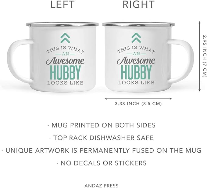 Andaz Press 11oz. Stainless Steel Campfire Coffee Mug Gift, This is What an Awesome Hubby Looks Like, 1-Pack, Birthday Gift Ideas Coworker Him Her, Includes Gift Box