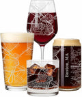 Blue Ridge Mountain Gifts - Boston Souvenir - Massachusetts Glassware Gift, Etched City Map, Laser Engraved and Dishwasher Safe