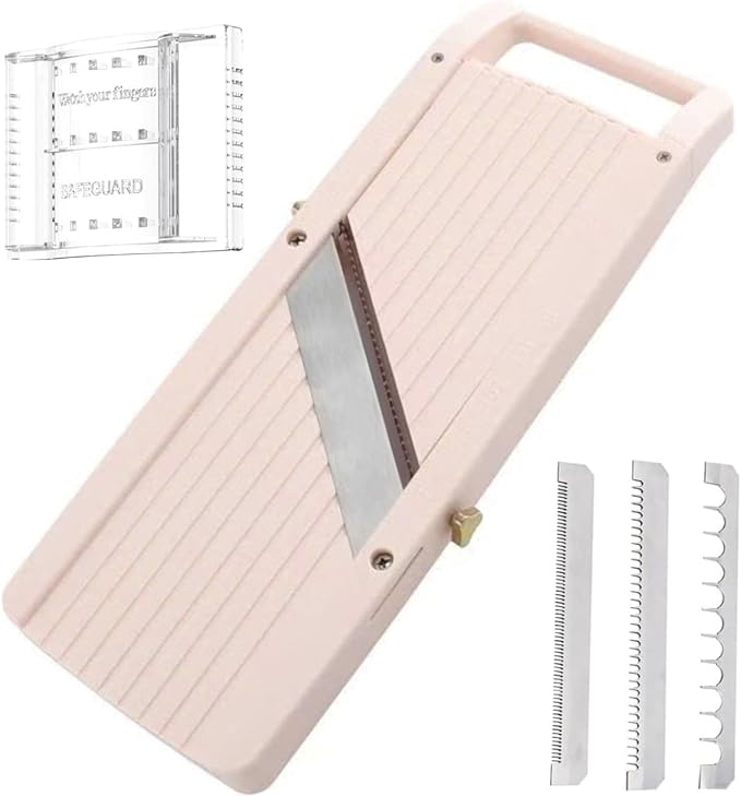 Professional Mandoline Slicer for Kitchen, Wide Vegetable Cutter with 4 Stainless Steel Blades