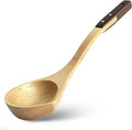 Wooden Soup Ladle – Beech and Walnut Handle Kitchen Utensils for Serving Soup, Sauce, and Pancake Batter – Handcrafted Cooking Ladles for Everyday Use – Durable Wood Design