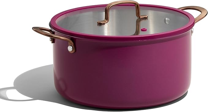 CAROTE 8QT Fully-Clad 3-Ply Stainless Steel Stockpot with Lid Small Kitchen Pot,Outer Ceramic Layer,Even Heating, Fits all stoves,Oven & Dishwasher Safe,Stay Cool Handle,Purple (PFAS/PFOA/PFOS Free)