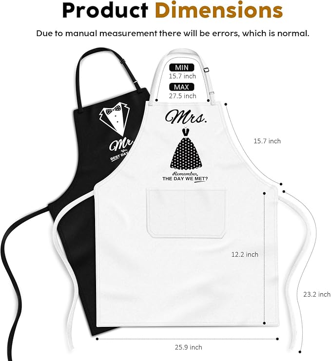 Couples Apron Set - Wedding Engagement Gifts for Couples, Funny Kitchen Gifts for Couples, Bridal Shower Gifts, Christmas