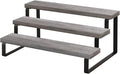 YINMIT Wooden Display Riser Stand, Tiered Perfume and Cologne Organizer Stand, 3 Tier Spice Rack Organizer, Rustic Display Shelf for Candles (3 Tier,Grey)