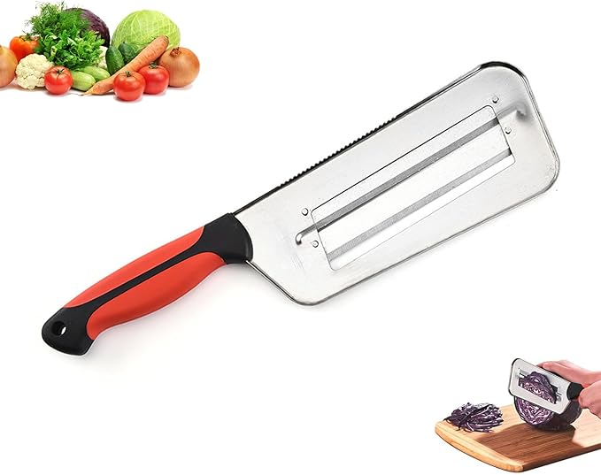 Multifunctional Vegetable Cutter, Stainless Steel Dual Blade Julienne Cutter, Shredder Knife with Sharp Blades for Slicing, Grating & Shredding