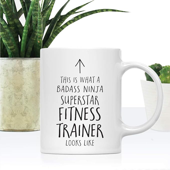 Andaz Press Funny 11oz. Ceramic Coffee Tea Mug Gift, This is What a Badass Ninja Superstar Fitness Trainer Looks Like, 1-Pack, Birthday Christmas Gift Ideas Coworker