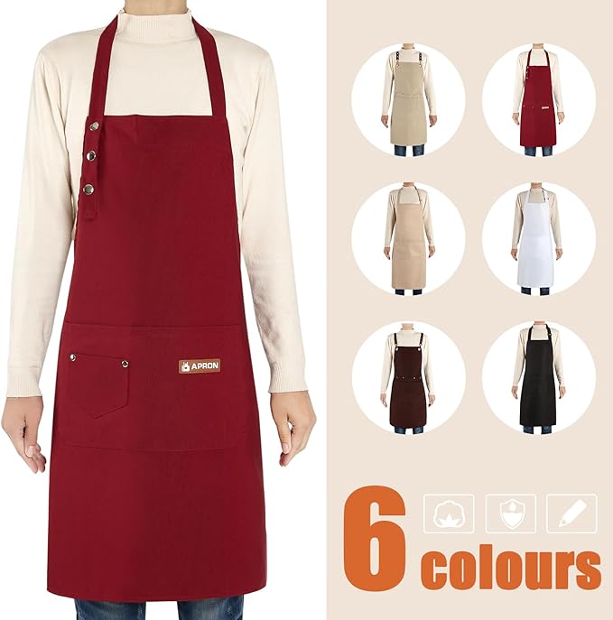 Personalized Aprons Custom Women Men Apron with Pockets Chef for Baking Bbq Grill Embroidered with Name Text