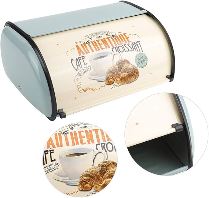 aqxreight Bread Box for Kitchen Storage Large Metal Container Holds Multiple Loaves Compatible with Most Bread Sizes in Blue