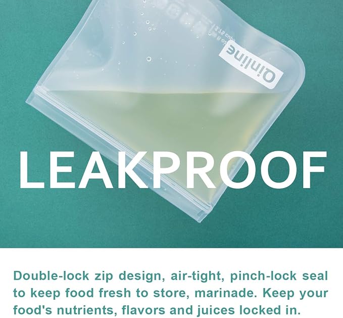 Reusable Food Storage Bags - 10 Pack Freezer Bags, Reusable Bags , Extra Thick Leakproof Reusable Lunch Bag for Salad Fruit Snack Travel - 2 Gallon 4 Sandwich 4 Snack Bags