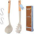 Silicone Soup Ladle Spoon, Kitchen Soup Cooking Spoons Set, Large Spaghetti spoon, Nonstick Pasta Spoon, Heat Resistant Pasta Fork for Serving Soup, Noodle, Sauce
