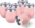 StarSpeed 12oz/6 Pack Wine Tumbler with lid, Stainless Steel Travel Mugs Stemless Double Wall Insulated Coffee Cup, Insulated Wine Glasses Travel Tumbler for Cold & Hot Drinks(Light Pink, 6)