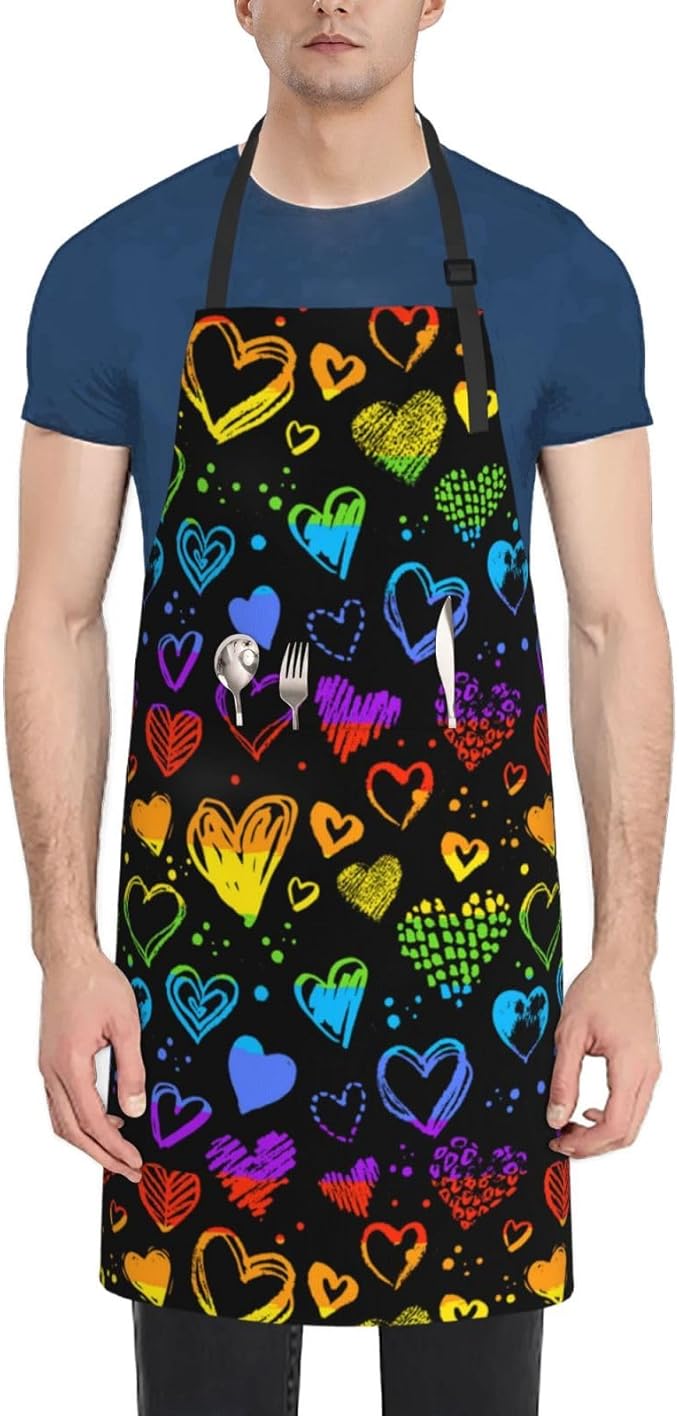 LGBT Aprons Gay Aprons with Pockets and Adjustable Rainbow Apron for Gardening Cooking Kitchen
