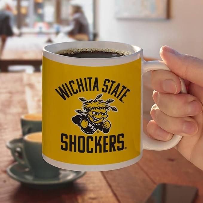 Wichita State Shocker Ceramic Coffee Mug, Novelty Gift Mugs for Coffee, Tea and Hot Drinks, 11oz, White