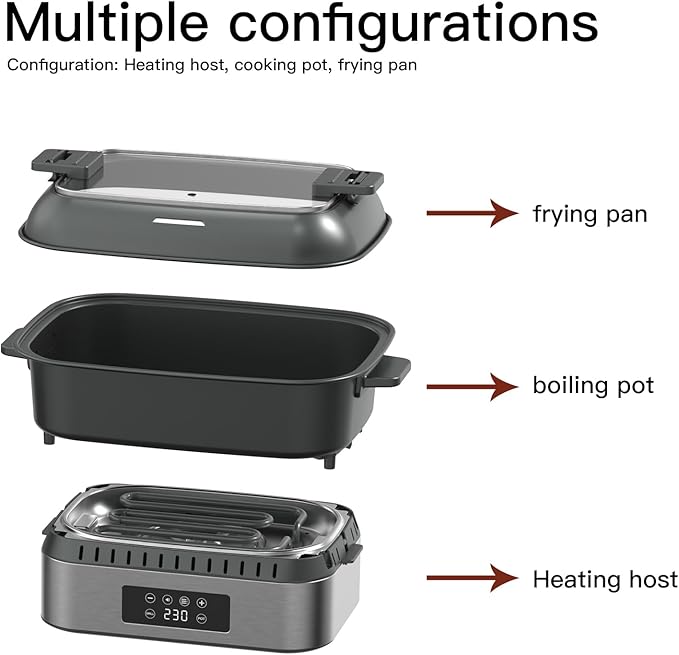3-in-1 Air Fryer Oven, 6.32QT with See-Through Window, 4 Presets Touchscreen, Multi-Cooker for Air Frying, Roasting, Baking, Dehydrate, Reheat & Stewing, Turbo Crisp Technology, No Flip Needed