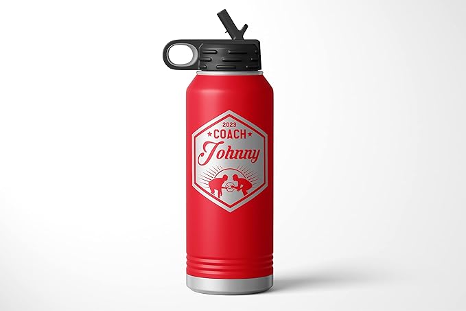 Wrestling Coach gifts, Tumbler, Coach tumbler, Wrestling gifts, Coach Beer glass, Coach gift, Coach gifts, Wrestling Coach (Wrestling Hexagon, Red, 32oz Water Bottle)