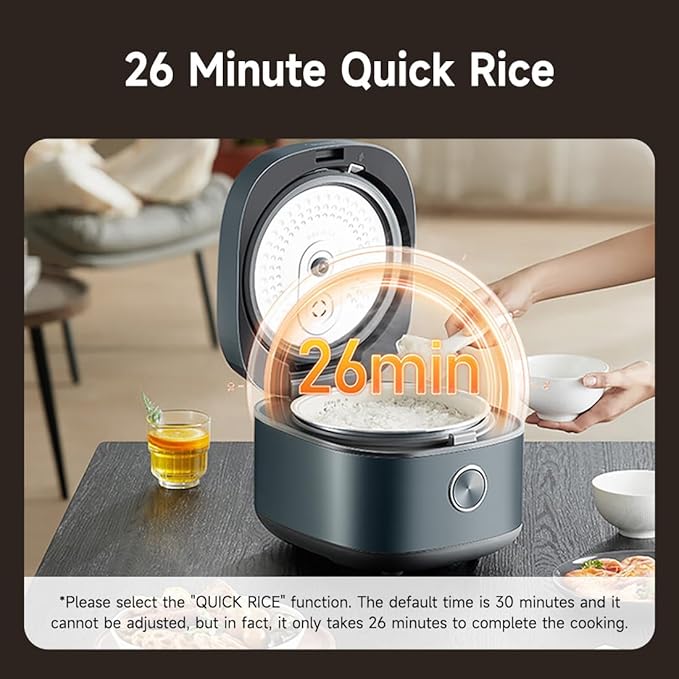 Midea 8 Cups Uncooked Rice Cooker, Non-stick Ceramic Rice Cooker with Celadon Coated Inner Pot, 15 Smart Cooking Programs, 4L, MRD401T2BMB