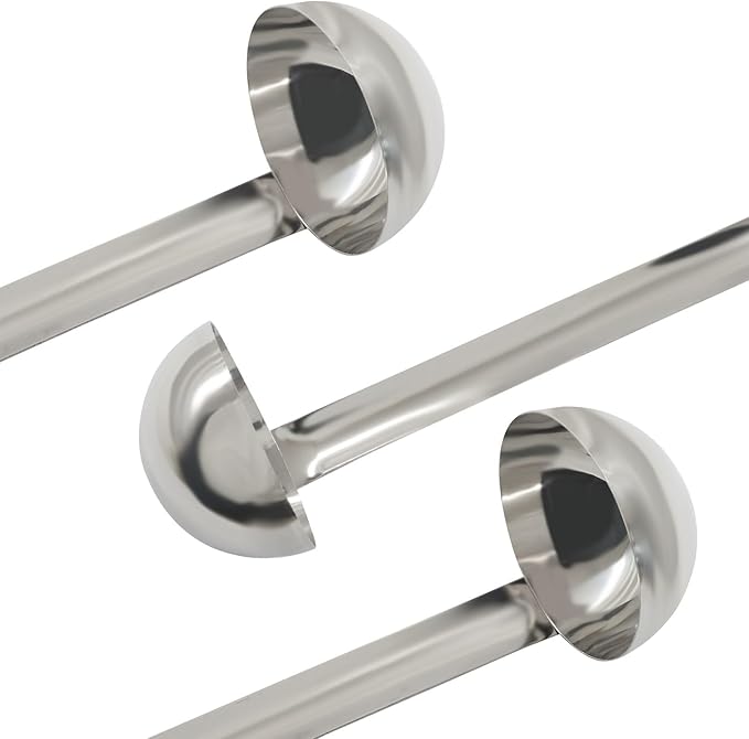 4 Oz Stainless Steel Ladle, 3 Pcs Sturdy Soup Ladle, 11.8" Long Handle Length for Stirring, Portioning and Serving Soup and Stew in Restaurants and Home (3.15" Bowl Diameter）
