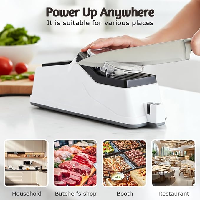 USB Electric Knife Sharpener, With Replacement Grinding Tools, Double Sided Knife Sharpener, Stable Non-slip Base, Quick Sharpening & Polishing (1Set)