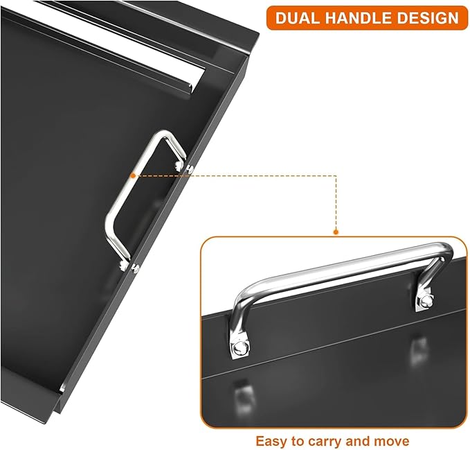 Full Size Griddle Insert for Weber Genesis 300 Series Gas Grills, 7524 Flat Top Grill Griddle Insert with Handles for Weber Genesis E310 E320 S330 EP310 EP320 EP330 CEP-310 Series, Carbon Steel