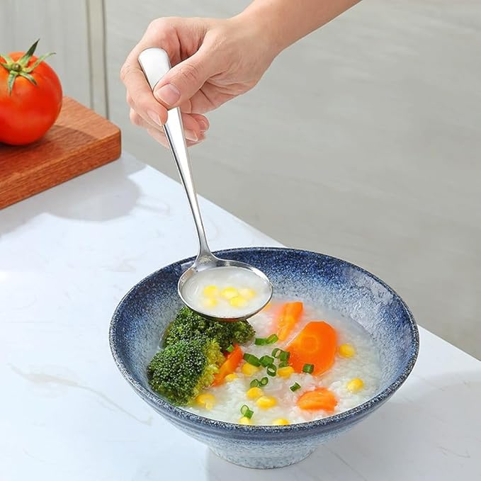 Small Soup Ladles,Sauce Gravy Soup Spoon Ladles,2 Pack SUS 304 Non-magnetic Stainless Steel 7.6" Round (Color:Silver).