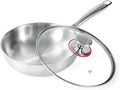 Professional Grade 316L Stainless Steel Frying Pan | 9.5 Inch Skillet with Glass Lid | Healthy PFOA/PFOA-Free & Dishwasher Safe | Induction & Gas Stove Compatible, Oven Safe to 500°F