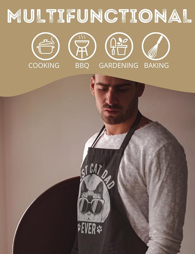 InnoBeta Cat Lover Gifts, Funny Apron with Pockets and Adjustable Neck Strap, Cat Gifts