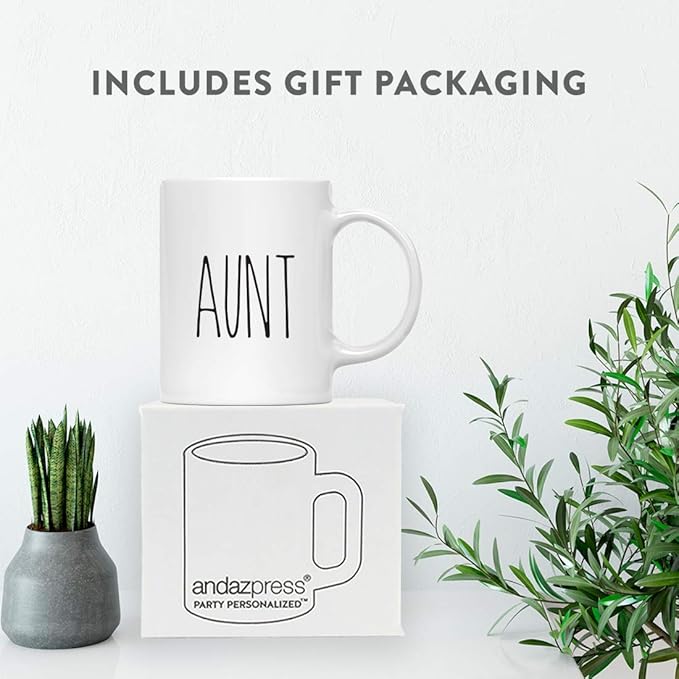 Andaz Press Simple Rustic Farmhouse Kitchen Decor 11oz. Ceramic Coffee Tea Mug Gift, Aunt, 1-Pack, Birthday Christmas Gift Ideas for Family, Friends