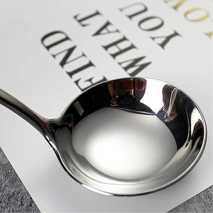 Zjunhm Small Soup and Gravy Ladles - 304 Stainless Steel, 7.7 Inches, 2-Piece Set - Dishwasher Safe (Silver)