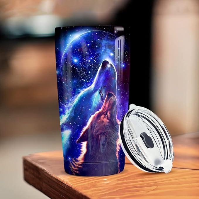 winorax Wolf Tumbler Wolves Gifts For Women Men Wolf Cup 20oz Stainless Steel Insulated Coffee Travel Mug Cup Tumblers Equestrian Gifts For Birthday Christmas