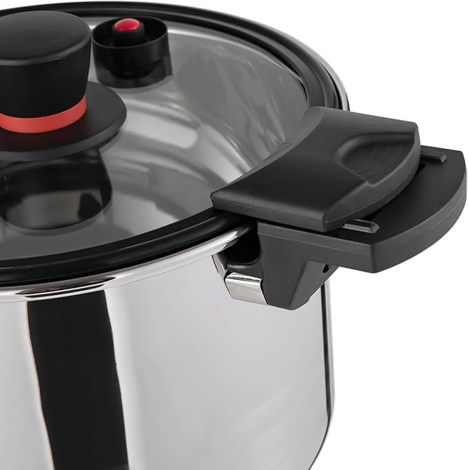 Pressure Cooker, 7.4Qt Large Capacity Stainless Steel Pressure Cooker, 60Kpa Fast Pressure Pot with Glass Lid for Gas & Induction Stoves