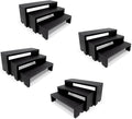 12Pcs Black Display Riser Wood Risers Cupcake Stand 3 Tier Racks Decorative Rectangular, 4 Set Cologne Perfume Organizer Dessert Stands for Vendors Event