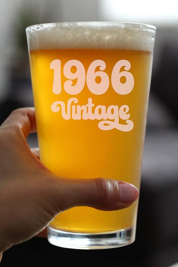 Vintage 1966 Pint Glass for Beer - 59th Birthday Gifts for Men or Women Turning 59 - Fun Bday Party Decor - 16 oz
