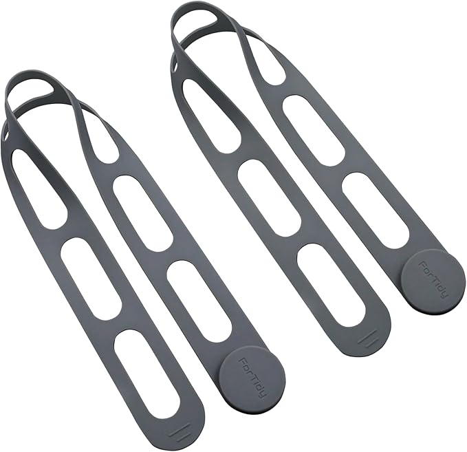 Silicone Latch Strap for Slow Cooker Lid, Pot, Bento Box, FORTIDY 21.65 in Reusable Elastic Self-Lock Silicone Tie for Bundling or Organizing Curtain, Cords, Yoga Mat, Camping Mat, 2pcs (Gray&Gray)