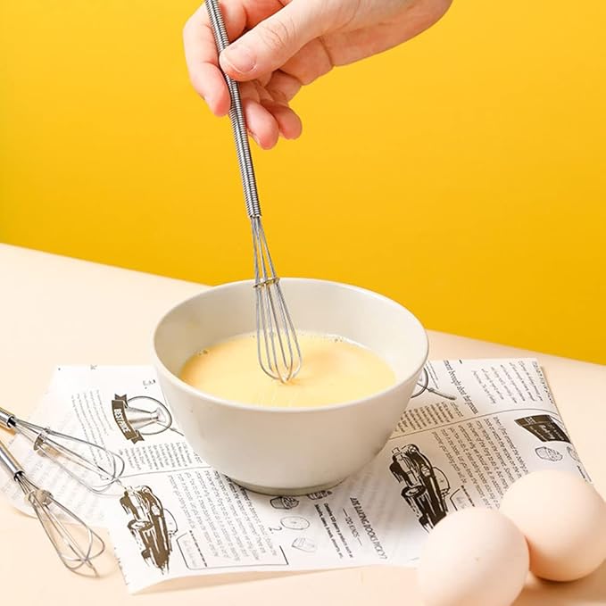 Whisks Stainless Steel Mini Wire Whisks Set of 5 Portable Stainless Steel Kitchen Tiny Whisk Egg Beater with Thick Wire for Cooking Blending Whiping Beating Stirring
