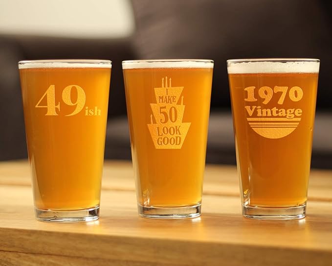 Make 50 Look Good - Funny 16 oz Pint Glass for Beer - 50th Birthday Gifts for Men or Women Turning 50 - Bday Party Decor