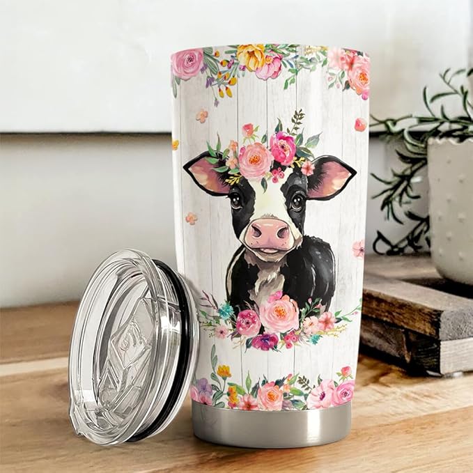 Cow Tumbler 20oz Stainless Steel Insulated Coffee Cup Tumblers Cow Gifts for Girls Women Gift for Christmas Birthday Mothers Day